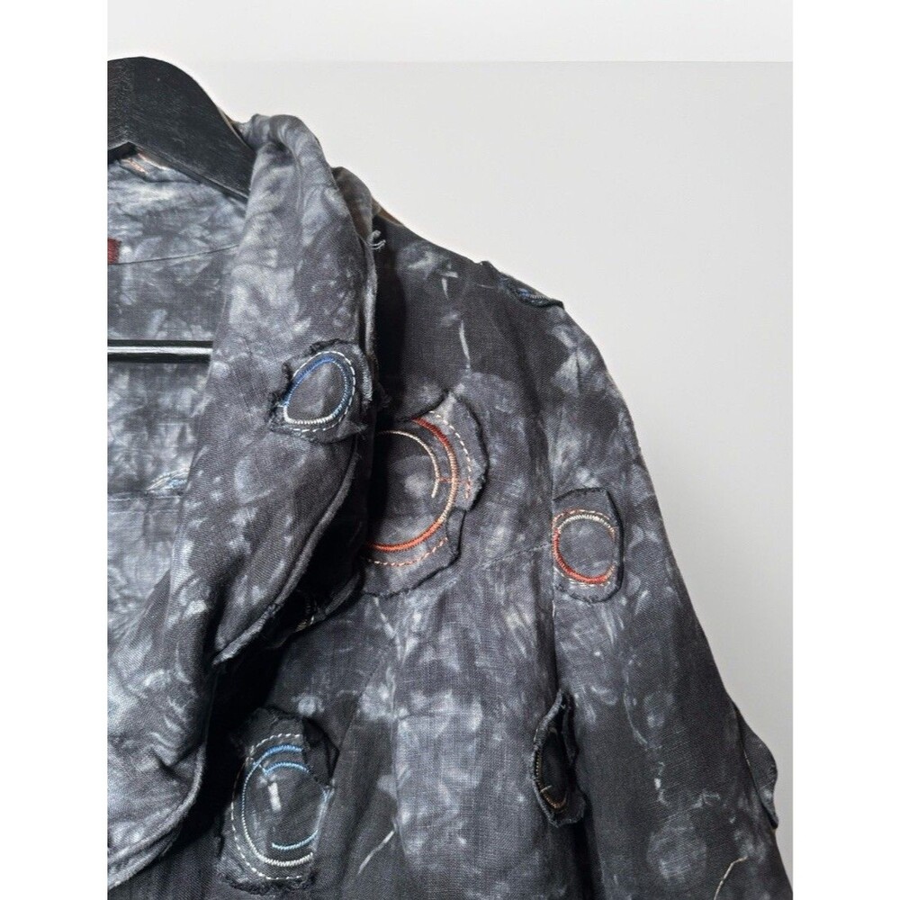 Design Todays Boho Jacket Wire Ruffle Collar Art Big Button - Picture 2 of 11